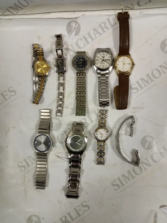 BOX OF 9 ASSORTED LOOSE WATCHES TO INCLUDE SEIKO, SEKONDA, REALM ETC