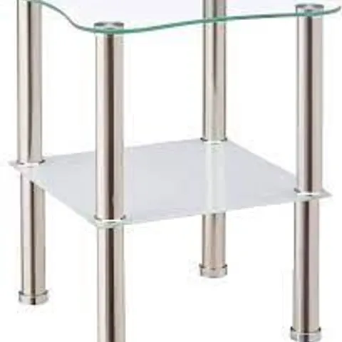 BOXED HAKU GLASS AND METAL SIDE TABLE (1 BOX)