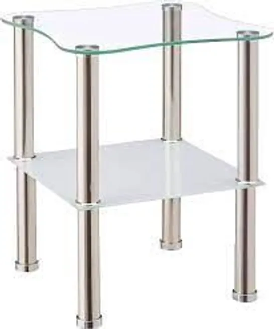 BOXED HAKU GLASS AND METAL SIDE TABLE (1 BOX)