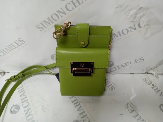 JM FASHION BY JULIEN MACDONALD THE ESSENTIALS LEATHER PHONE POUCH IN GREEN