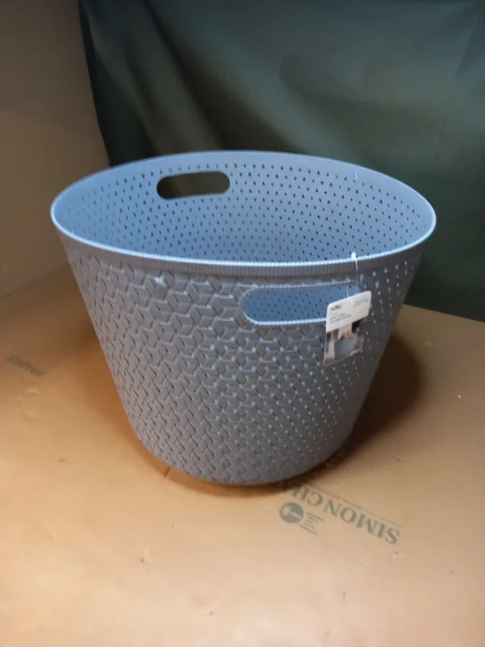 GREY ROUND STORAGE BASKET