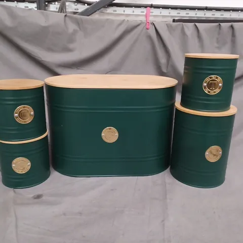 SET OF 5 KITCHEN CANISTER SET IN GREEN