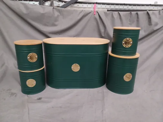 SET OF 5 KITCHEN CANISTER SET IN GREEN