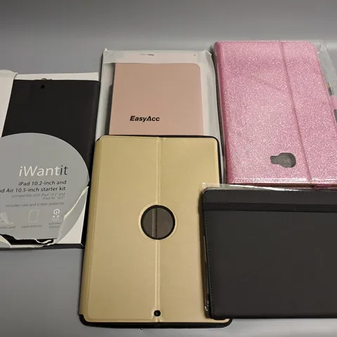 LOT OF 5 ASSORTED TABLET CASES TO INCLUDE IWANTIT IPAD 10.2" & 10.5" CASE AND GLITTER PINK PROCASE