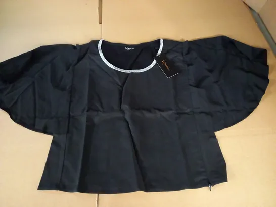 BRAND NEW KINTSUGI CROPPED BLACK TOP WITH BATWING SLEEVES AND HIDDEN SIDE ZIP - 14