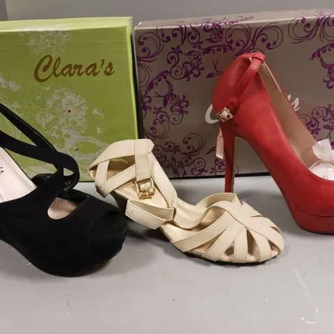 LOT OF 12 ASSORTED PAIRS OF CLARAS SHOES IN VARIOUS SIZES