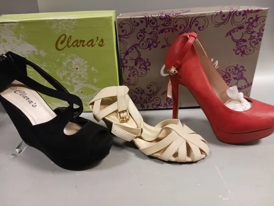 LOT OF 12 ASSORTED PAIRS OF CLARAS SHOES IN VARIOUS SIZES