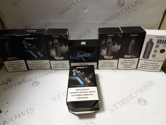 LOT OF APPROX 20 E-CIGARETTES TO INCLUDE VOOPOO DRAG S, VOOPOO DRAG X PLUS, ARGUS PRO, ETC