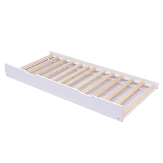 BOXED WOODEN GUEST TRUNDLE SINGLE BED FRAME IN WHITE (1 BOX)