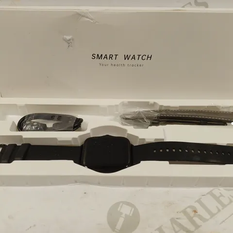 BOXED BLACK SMART WATCH WITH ADDITIONAL STRAP 