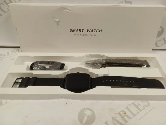 BOXED BLACK SMART WATCH WITH ADDITIONAL STRAP 