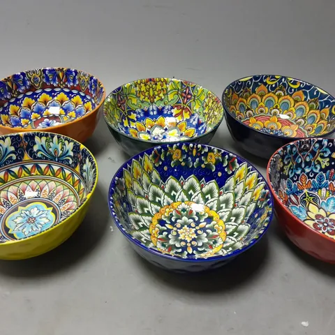 SET OF 6 DINNERWARE BOWLS IN MULTI - COLLECTION ONLY