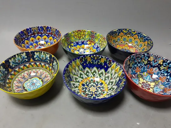 SET OF 6 DINNERWARE BOWLS IN MULTI - COLLECTION ONLY