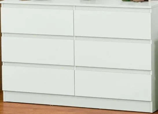 BOXED CARLTON 3+3 DRAWER CHEST MATTE WHITE (2 BOXES)