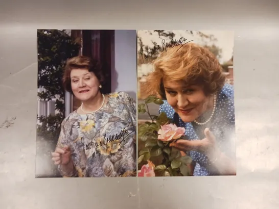 SET OF 2 PATRICIA ROUTLEDGE SIGNED HYACINTH BUCKET PHOTOGRAPHIC PRINTS