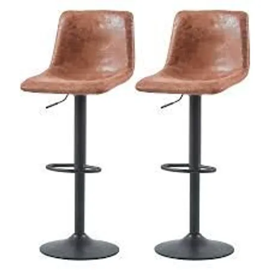 BOXED SET OF 2 FABRIC BARSTOOLS IN BROWN