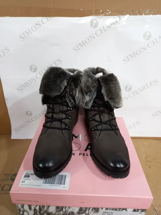 MODA IN PELLE BALMET LACE UP FUR COLLAR HIKER BOOTS SIZE-41