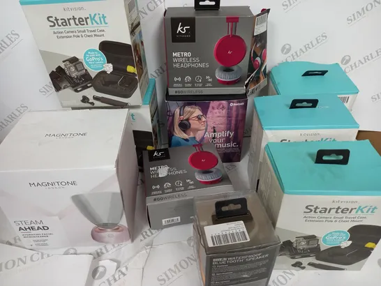 APPROXIMATTELY 10 ASSORTED ITEMS INCLUDING , KS METRO WIRELESS HEADPHONES KITVISION STARTER KIT