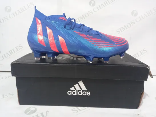 BOXED PAIR OF ADIDAS PREDATOR EDGE.1 FOOTBALL BOOTS IN BLUE/RED UK SIZE 4