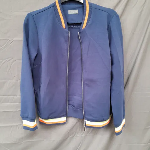 RUTH LANGSFORD ZIP UP TOP BLUE WITH ORANGE TRIM SIZE 10