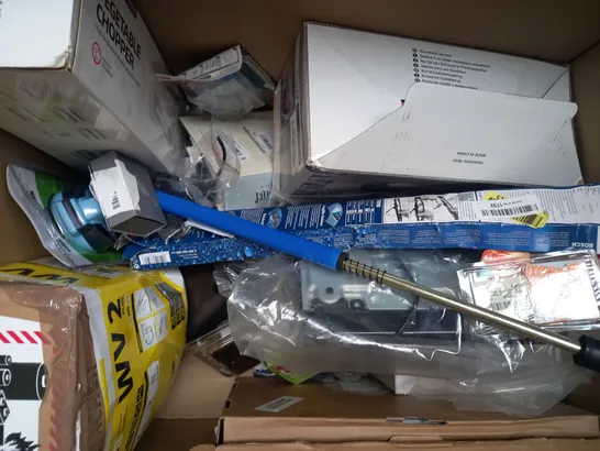 BOX OF APPROXIMATELY 15 ASSORTED HOUSEHOLD ITEMS TO INCLUDE AKASO DASH CAM, UNIBOND AERO 360 MOISTURE ABSORBER, ETC