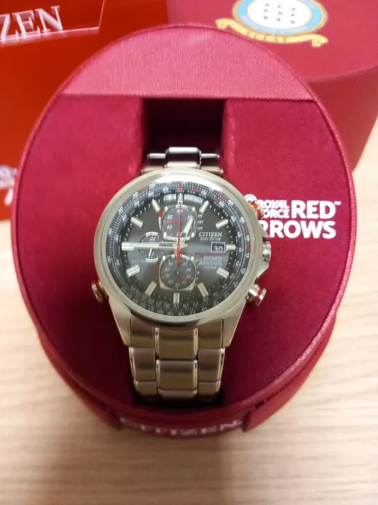 BOXED CITIZEN ECO DRIVE RED ARROW WRIST WATCH