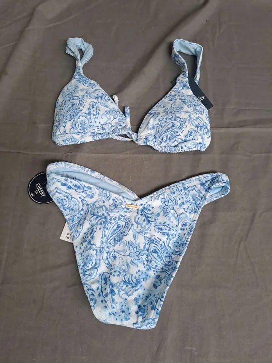 HOLLISTER CHEEKY BIKINI IN BLUE PAISLEY SIZE XS