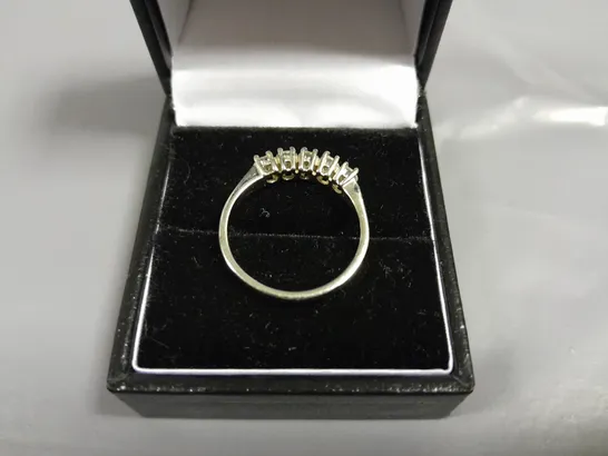 18CT WHITE GOLD FIVE STONE HALF ETERNITY RING CLAW SET WITH NATURAL DIAMOND