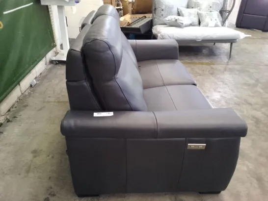 QUALITY ITALIAN DESIGNER GARDA ELECTRIC LOVESEATS - DARK GREY LEATHER