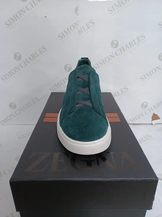 ZEGNA TRIPLE STITCH MOSS GREEN TRAINERS - US 9 