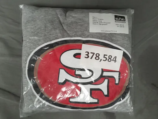 FANATICS SAN FRANSISCO 49ERS LONG SLEEVE TOP IN GREY SIZE LARGE