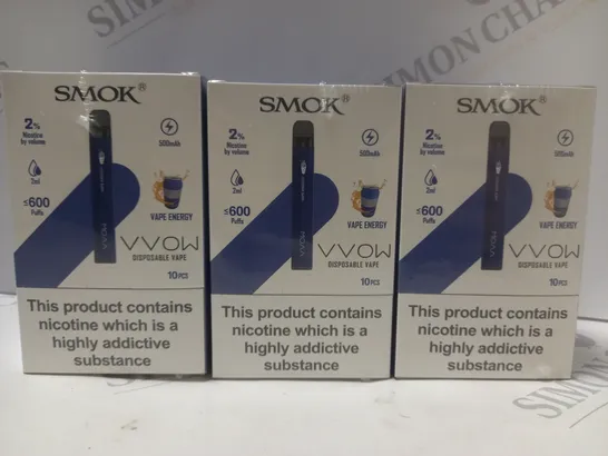 BOX OF APPROX 30 SMOK 2% VVOW VAPE ENERGY DISPOSABLE VAPES 