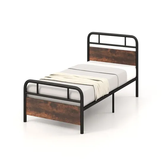 BOXED COSTWAY BED FRAME WITH INDUSTRIAL HEADBOARD -SINGLE SIZE