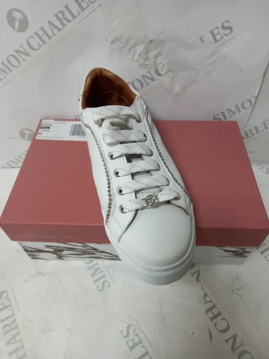 BOXED PAIR OF MODA IN PELLE ARITA WHITE LEATHER TRAINERS - SIZE 7