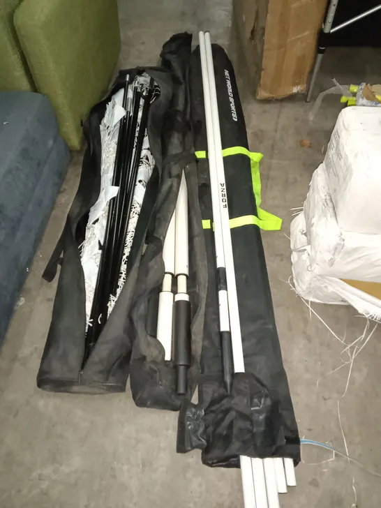 LOT OF ASSORTED SPORTING ITEMS TO INCLUDE POLE PACKS AND NET 