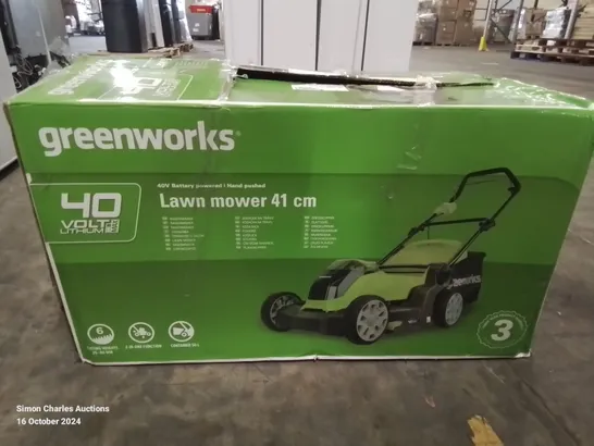 BOXED GREENWORKS LAWNMOWERS- 40V BATTERY