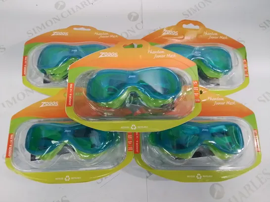 LOT OF 5 BRAND NEW ZOGGS PHANTOM JUNIOR MASK SWIM GOGGLES - 6-14 YRS