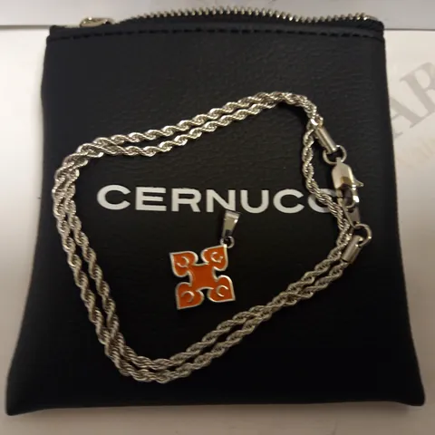 CERNUCCI SILVER CHAIN WITH SILVER/PEACH CHARM