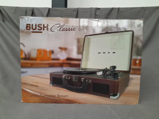 BOXED BUSH CLASSIC TURNTABLE IN BROWN