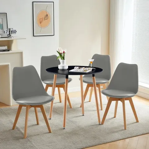BOXED DEX 4-PERSON DINING SET - GREY CHAIRS (2 BOXES)