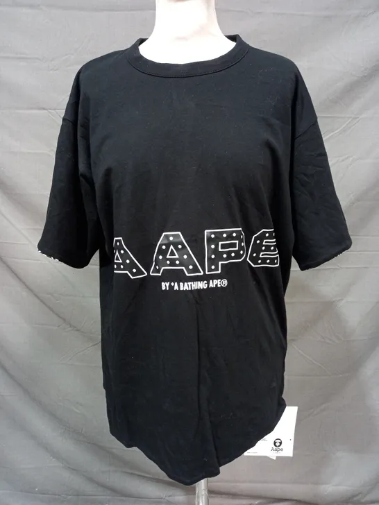 A BATHING APE AAPE T-SHIRT IN BLACK SIZE SMALL