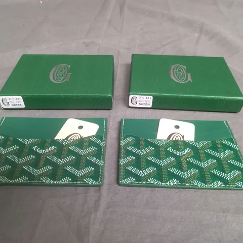 GOYARD PARIS X2 LEATHER CARD HOLDERS IN GREEN