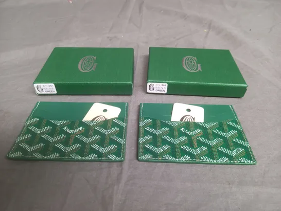 GOYARD PARIS X2 LEATHER CARD HOLDERS IN GREEN