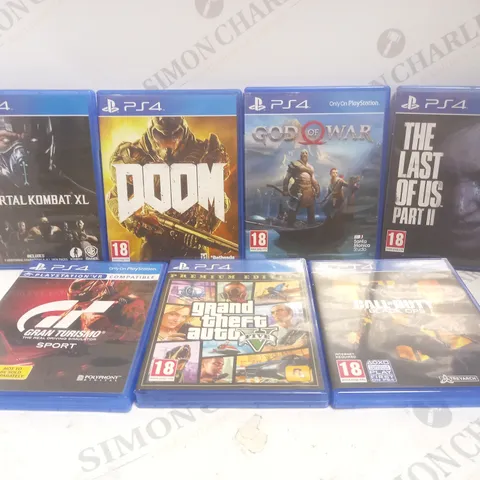 APPROXIMATELY 7 ASSORTED PLAYSTATION 4 GAMES TO INCLUDE GOD OF WAR, DOOM, MORTAL KOMBAT XL ETC 