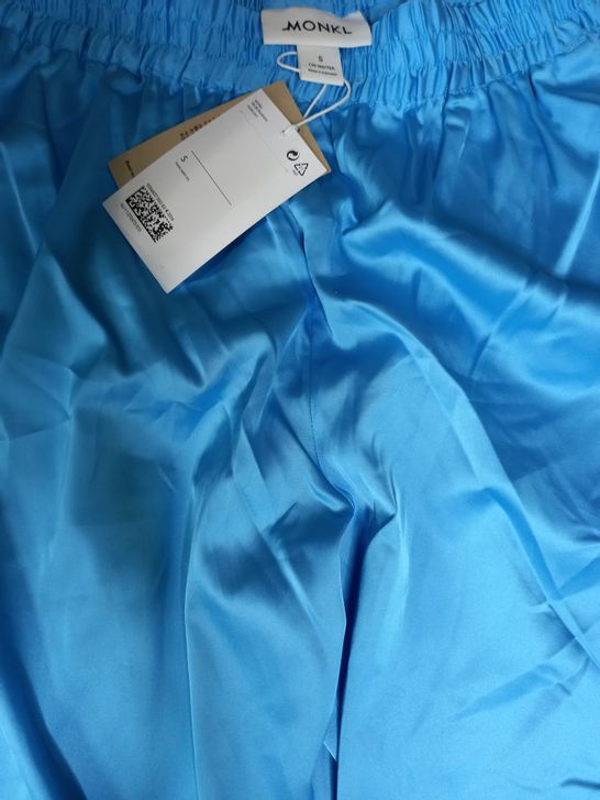 MONKL SATIN BLUE TROUSERS - SMALL