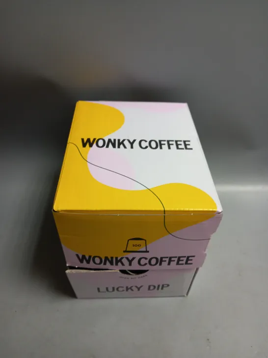 LOT OF APPROX 100 WONKY COFFEE LUCKY DIP COFFEE CAPSULES VARIOUS FLAVOURS