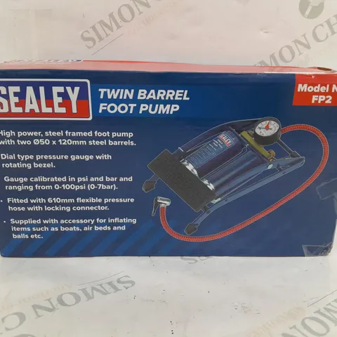 BOXED SEALEY TWIN BARREL FOOT PUMP