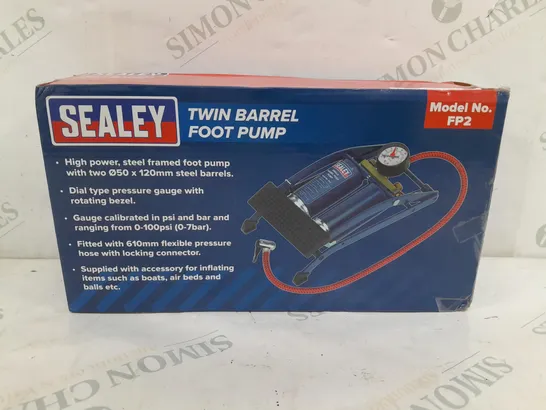 BOXED SEALEY TWIN BARREL FOOT PUMP