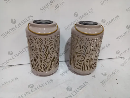 GARDEN REFLECTIONS SET OF 2 PATTERNED SOLAR LANTERNS