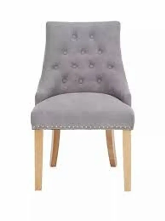 BOXED PAIR OF WARWICK DINING CHAIRS - GREY/OAK EFFECT RRP £229